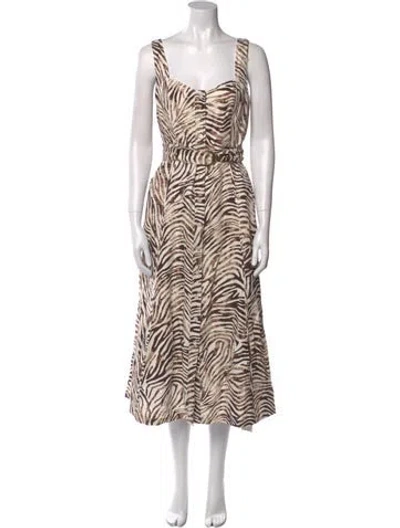 Pre-owned Raquel Allegra Linen Long Dress In Neutral