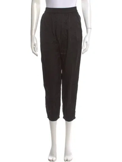 Pre-owned Raquel Allegra Linen Straight Leg Pants In Black
