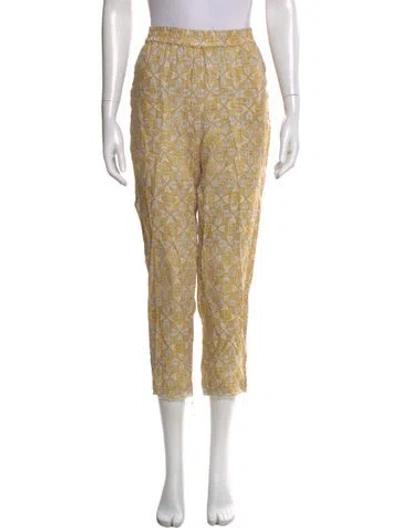 Pre-owned Raquel Allegra Linen Straight Leg Pants In Yellow