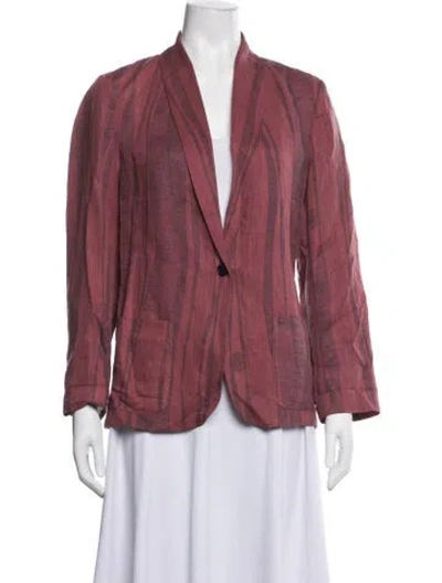 Pre-owned Raquel Allegra Linen Striped Blazer In Pink