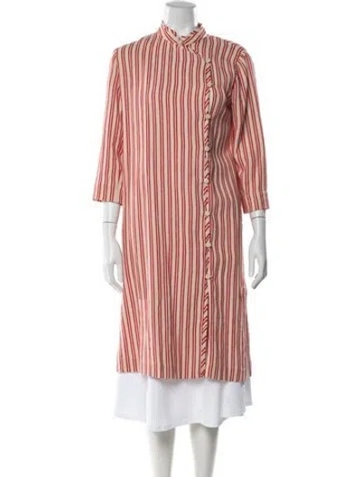 Pre-owned Raquel Allegra Linen Striped Jacket In Neutral