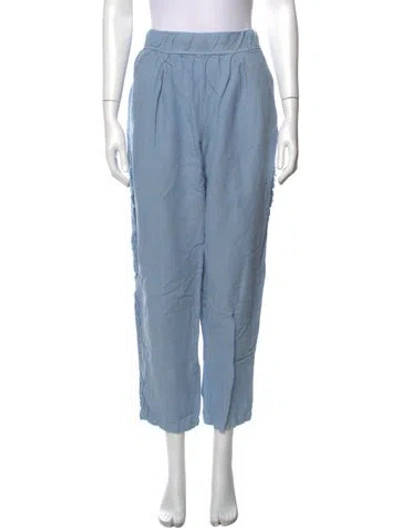 Pre-owned Raquel Allegra Linen Wide Leg Pants In Blue