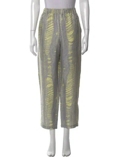 Pre-owned Raquel Allegra Linen Wide Leg Pants In Green