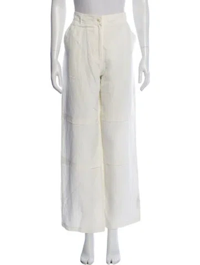 Pre-owned Raquel Allegra Linen Wide Leg Pants W/ Tags In White