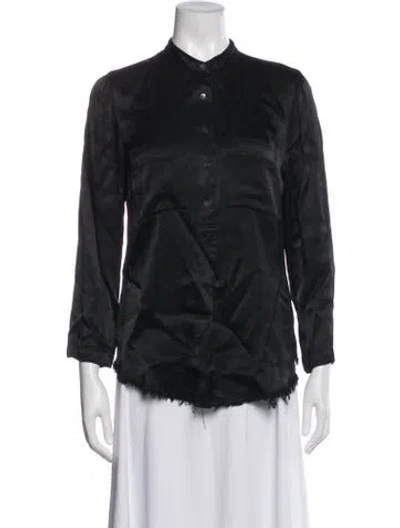 Pre-owned Raquel Allegra Long Sleeve Blouse In Blue