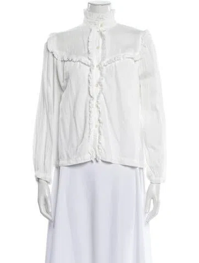 Pre-owned Raquel Allegra Long Sleeve Blouse In Gray