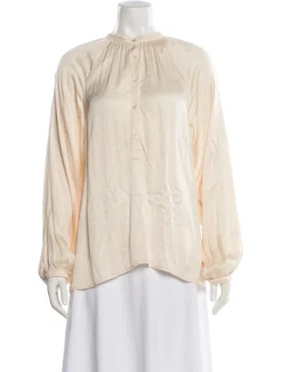 Pre-owned Raquel Allegra Long Sleeve Blouse In Neutral