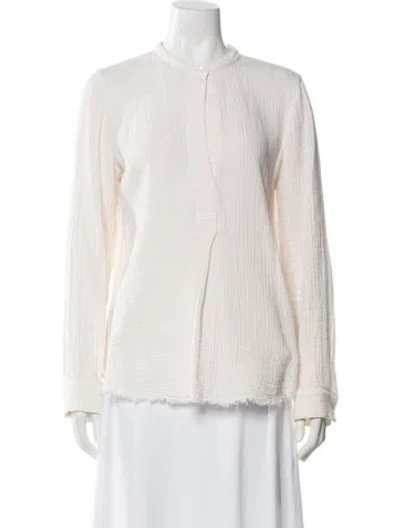 Pre-owned Raquel Allegra Long Sleeve Blouse In Neutral