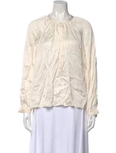 Pre-owned Raquel Allegra Long Sleeve Blouse In Neutral