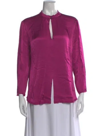 Pre-owned Raquel Allegra Long Sleeve Blouse In Purple