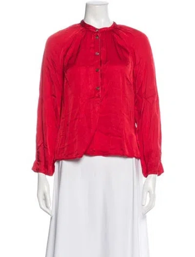 Pre-owned Raquel Allegra Long Sleeve Blouse In Red