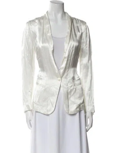 Pre-owned Raquel Allegra Long Sleeve Blouse In White