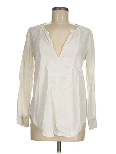 Pre-owned Raquel Allegra Long Sleeve Blouse In White
