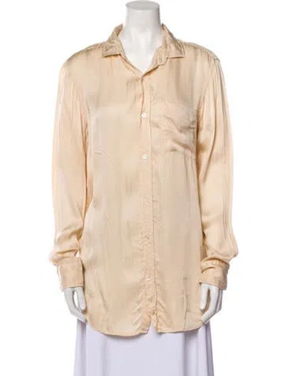 Pre-owned Raquel Allegra Long Sleeve Button-up Top In Neutral