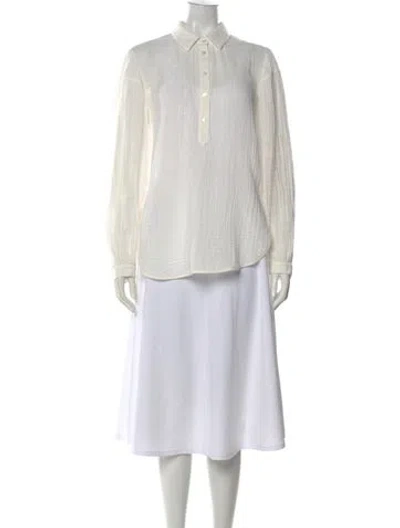 Pre-owned Raquel Allegra Long Sleeve Button-up Top In Neutral