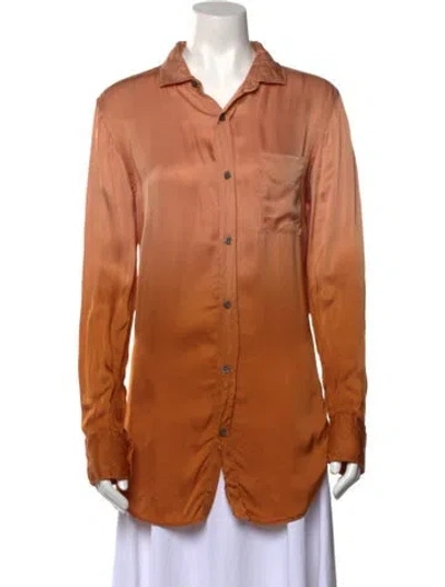 Pre-owned Raquel Allegra Long Sleeve Button-up Top In Orange