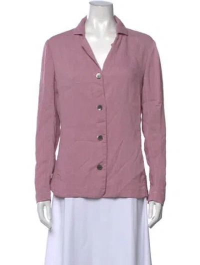 Pre-owned Raquel Allegra Long Sleeve Button-up Top In Purple
