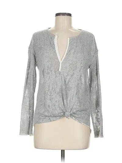 Pre-owned Raquel Allegra Long Sleeve Henley Shirt In Gray