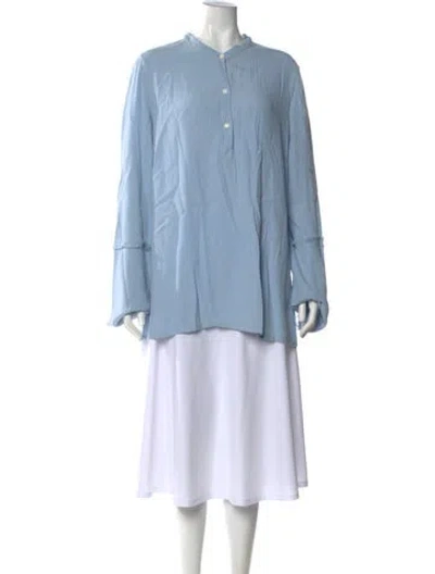 Pre-owned Raquel Allegra Long Sleeve Top In Blue