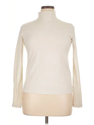 Pre-owned Raquel Allegra Long Sleeve Top Ivory Turtleneck Tops In White