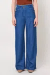 Raquel Allegra Lynn Pants In Washed Indigo In Multi