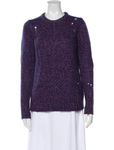Pre-owned Raquel Allegra Merino Wool Crew Neck Sweater In Blue