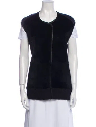 Pre-owned Raquel Allegra Merino Wool Fur Jacket In Black