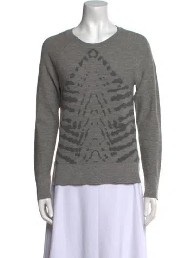 Pre-owned Raquel Allegra Merino Wool Graphic Print Sweater In Gray