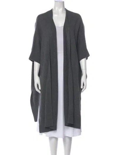 Pre-owned Raquel Allegra Merino Wool Open Front Sweater In Gray