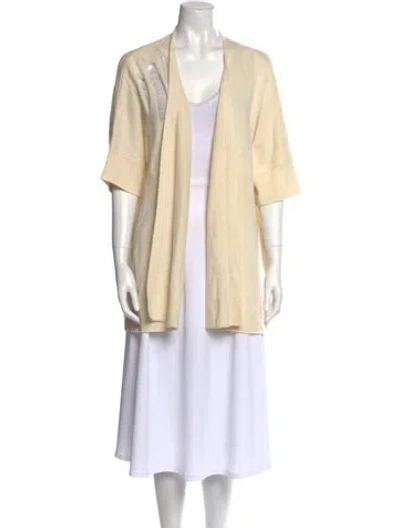 Pre-owned Raquel Allegra Merino Wool Open Front Sweater In Neutral