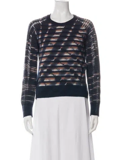 Pre-owned Raquel Allegra Merino Wool Patterned Sweater In Green
