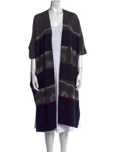 Pre-owned Raquel Allegra Merino Wool Striped Sweater In Blue/grey