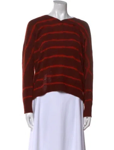 Pre-owned Raquel Allegra Merino Wool Striped Sweater In Brown