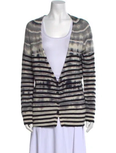 Pre-owned Raquel Allegra Merino Wool Striped Sweater In Gray