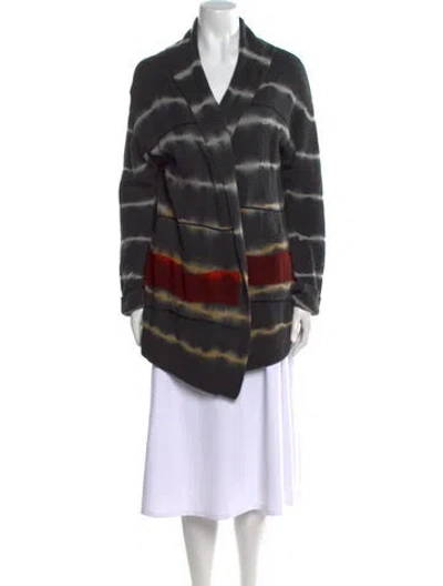 Pre-owned Raquel Allegra Merino Wool Striped Sweater In Gray
