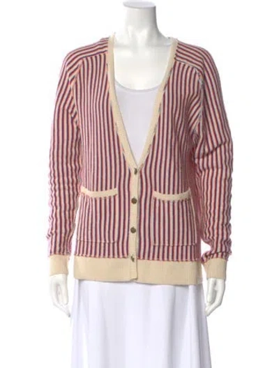 Pre-owned Raquel Allegra Merino Wool Striped Sweater In Neutral