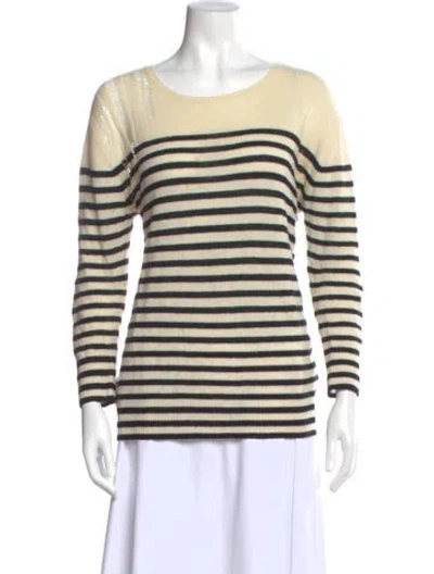 Pre-owned Raquel Allegra Merino Wool Striped Sweater In Neutral
