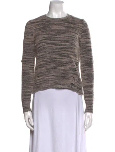 Pre-owned Raquel Allegra Merino Wool Striped Sweater W/ Tags In Gray