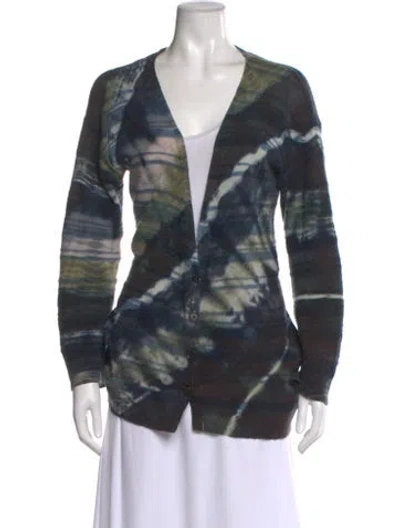 Pre-owned Raquel Allegra Merino Wool Tie-dye Print Sweater In Blue