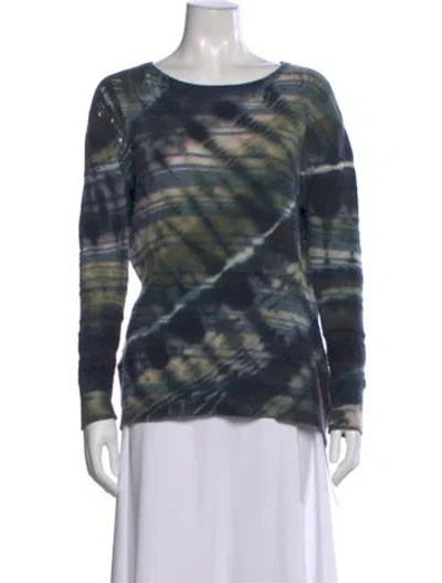 Pre-owned Raquel Allegra Merino Wool Tie-dye Print Sweater In Blue