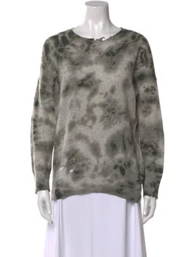 Pre-owned Raquel Allegra Merino Wool Tie-dye Print Sweater In Gray