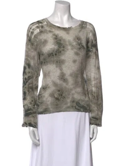 Pre-owned Raquel Allegra Merino Wool Tie-dye Print Sweater In Gray
