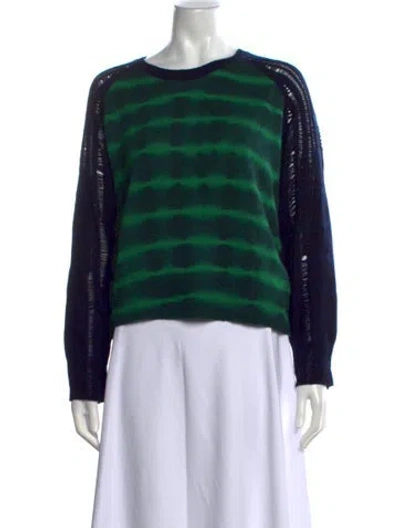 Pre-owned Raquel Allegra Merino Wool Tie-dye Print Sweater In Green