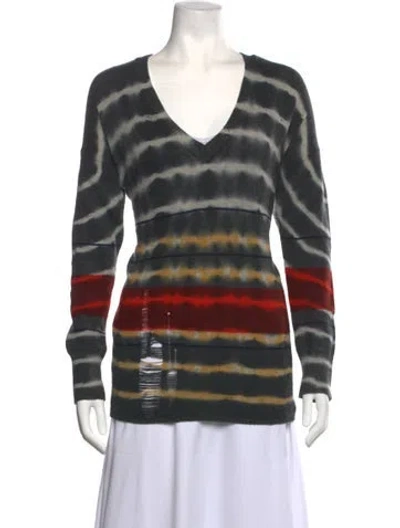 Pre-owned Raquel Allegra Merino Wool Tie-dye Print Sweater In Grey