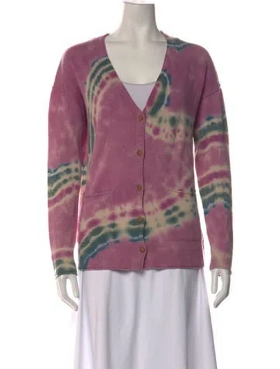 Pre-owned Raquel Allegra Merino Wool Tie-dye Print Sweater In Pink