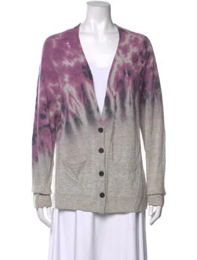 Pre-owned Raquel Allegra Merino Wool Tie-dye Print Sweater In Purple