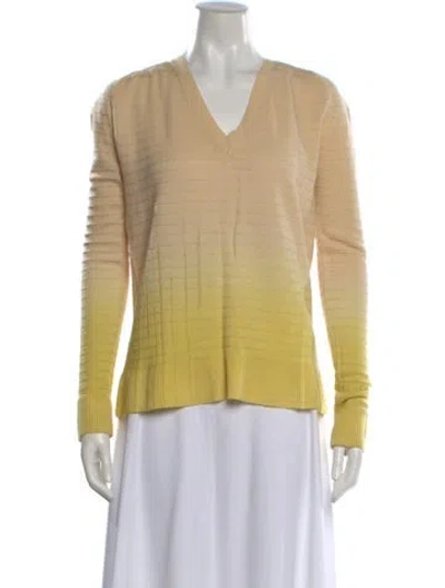 Pre-owned Raquel Allegra Merino Wool Tie-dye Print Sweater In Yellow