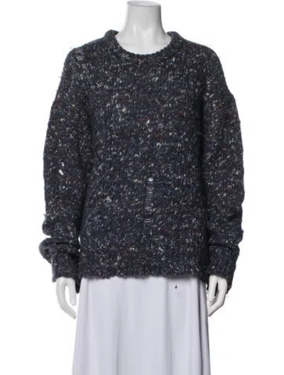 Pre-owned Raquel Allegra Merino Wool Tweed Pattern Sweater In Blue