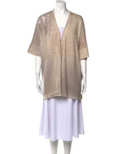 Pre-owned Raquel Allegra Merino Wool V-neck Sweater In Neutral