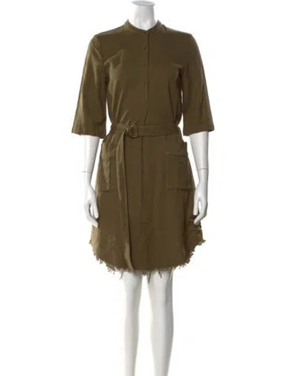 Pre-owned Raquel Allegra Mock Neck Knee-length Dress In Green